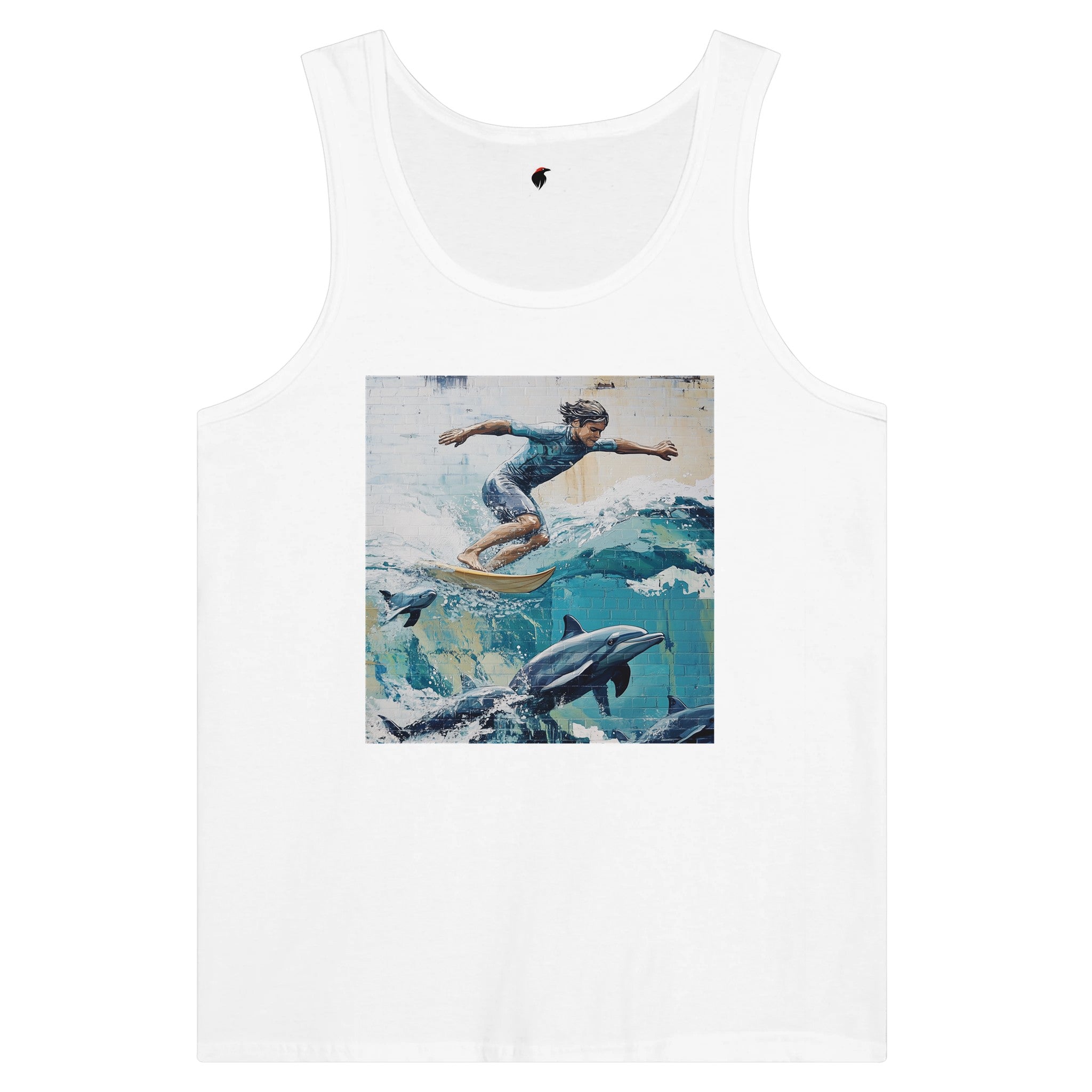 Tank Top with Surfer and Dolphins – Extreme Crow